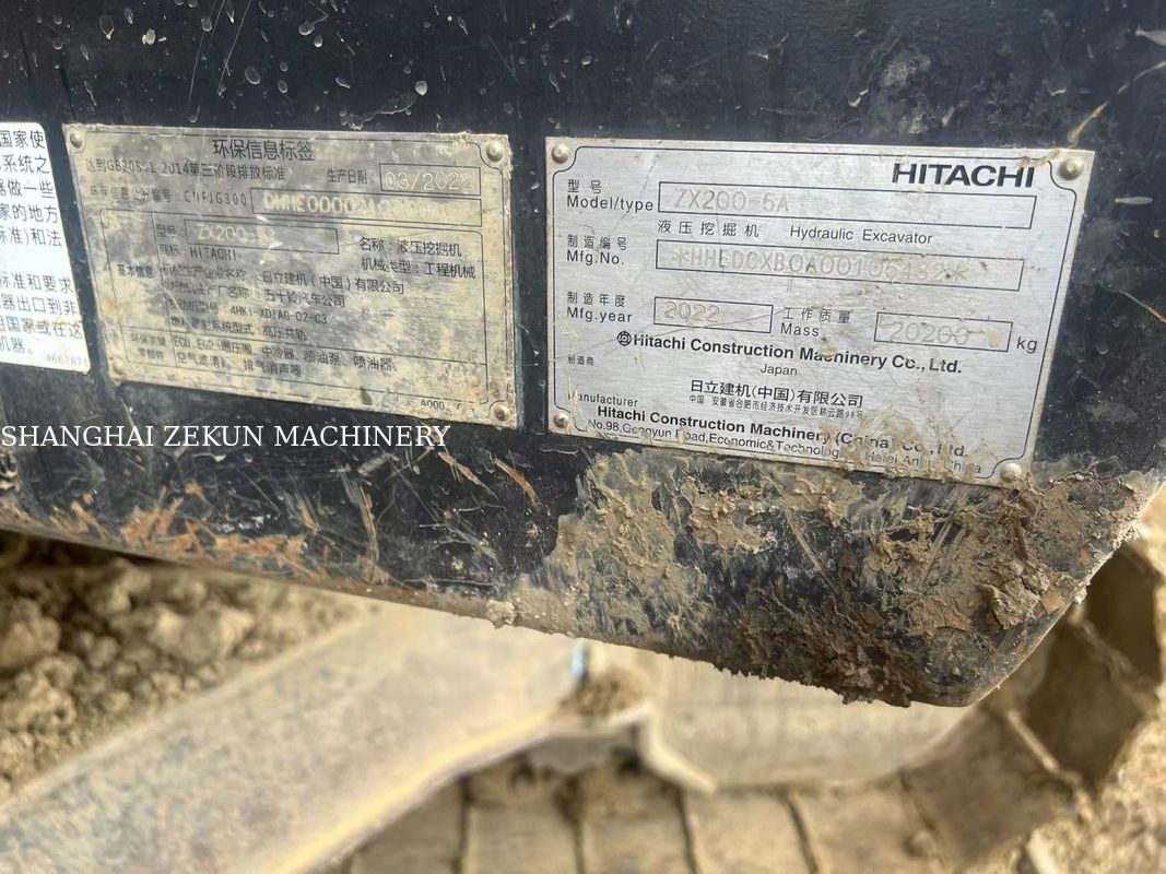2022 Hitachi ZX200-5A Excavator với chiều cao đào tối đa là 9 và tốc độ swing là 13.3 rpm 5500hrs
